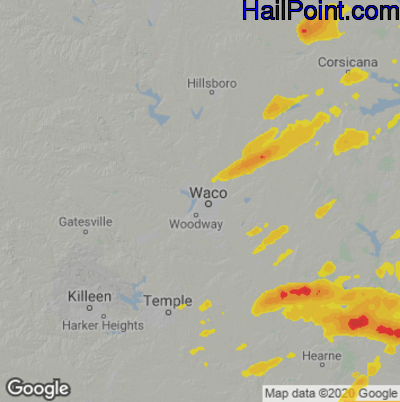 Hail Map for Waco, TX Region on March 14, 2022