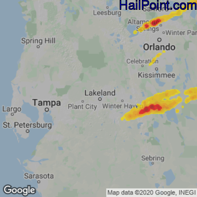 Hail Map for Lakeland, FL Region on March 16, 2022