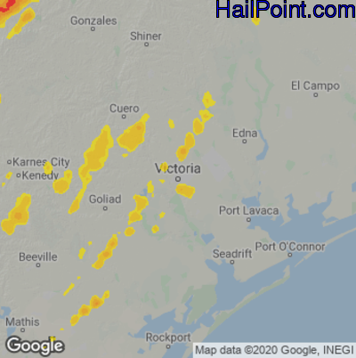 Hail Map for Victoria, TX Region on March 21, 2022 