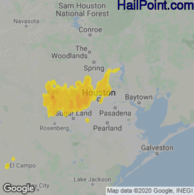 Hail Map for Houston, TX Region on March 22, 2022