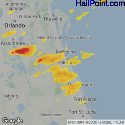 Hail Map for Palm Bay, FL Region on April 2, 2022