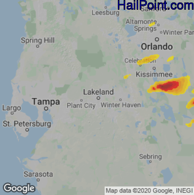 Hail Map for Lakeland, FL Region on April 2, 2022