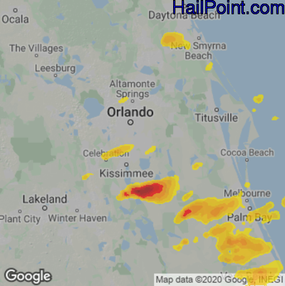 Hail Map for Orlando, FL Region on April 2, 2022