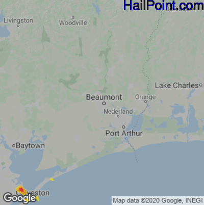 Hail Map for Beaumont, TX Region on April 3, 2022