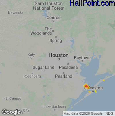 Hail Map for Houston, TX Region on April 3, 2022 
