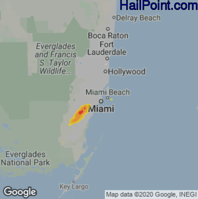 Hail Map for Miami, FL Region on April 3, 2022