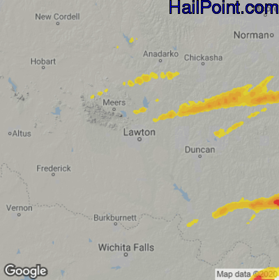 Hail Map for Lawton, OK Region on April 4, 2022