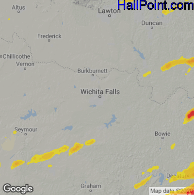 Hail Map for Wichita Falls, TX Region on April 4, 2022 