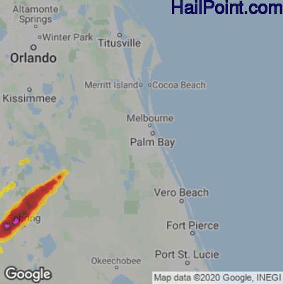Hail Map for Palm Bay, FL Region on April 4, 2022 