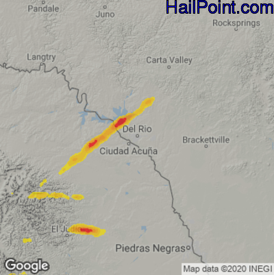 Hail Map for Del Rio, TX Region on April 4, 2022 