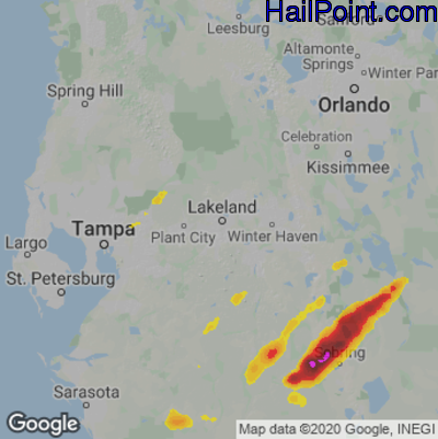 Hail Map for Lakeland, FL Region on April 4, 2022