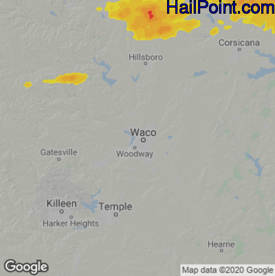 Hail Map for Waco, TX Region on April 5, 2022 