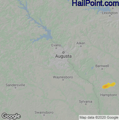 Hail Map for Augusta, GA Region on April 5, 2022 