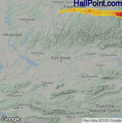 Hail Map for Forth Smith, AR Region on April 6, 2022 
