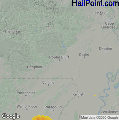 Hail Map for Poplar Bluff, MO Region on April 6, 2022
