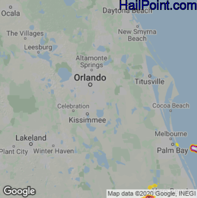 Hail Map for Orlando, FL Region on April 6, 2022