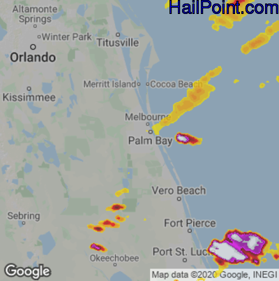 Hail Map for Palm Bay, FL Region on April 6, 2022 