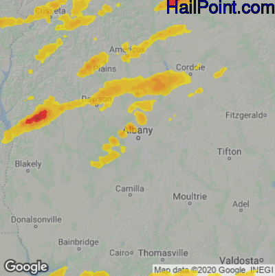 Hail Map for Albany, GA Region on April 6, 2022