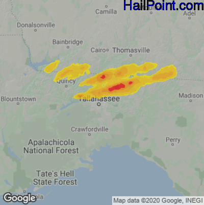 Hail Map for Tallahassee, FL Region on April 6, 2022