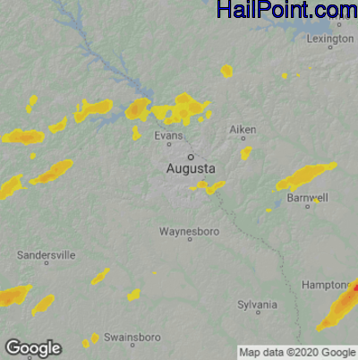 Hail Map for Augusta, GA Region on April 6, 2022