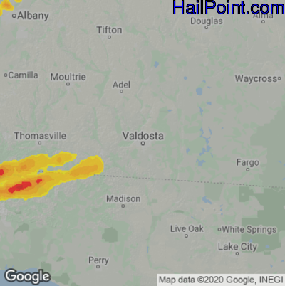 Hail Map for Valdosta, GA Region on April 6, 2022