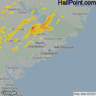 Hail Map for Charleston, SC Region on April 6, 2022 