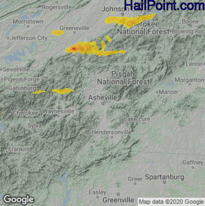 Hail Map for Asheville, NC Region on April 7, 2022 