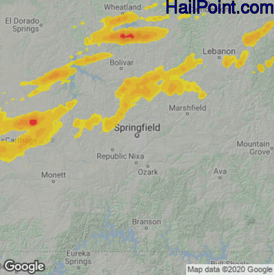 Hail Map for Springfield, MO Region on April 11, 2022
