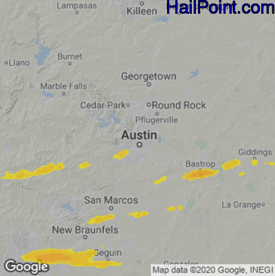 Hail Map for Austin, TX Region on April 11, 2022 