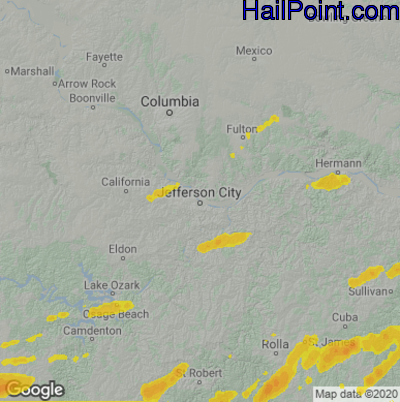 Hail Map for Jefferson City, MO Region on April 11, 2022 