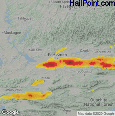 Hail Map for Forth Smith, AR Region on April 11, 2022