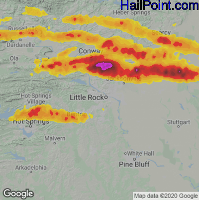 Hail Map for Little Rock, AR Region on April 11, 2022 