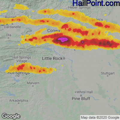 Hail Map for Little Rock, AR Region on April 11, 2022