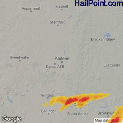 Hail Map for Abilene, TX Region on April 12, 2022
