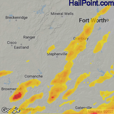 Hail Map for Stephenville, TX Region on April 12, 2022
