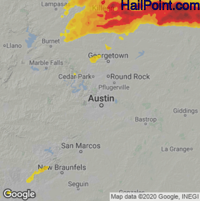 Hail Map for Austin, TX Region on April 12, 2022 