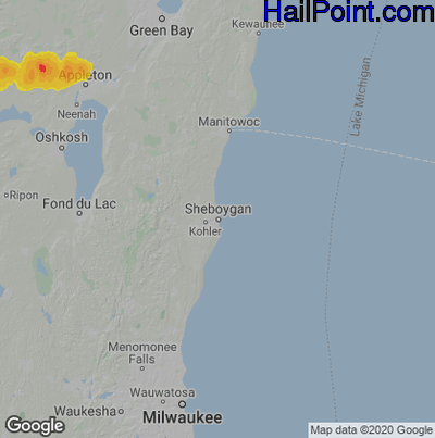 Hail Map for Sheboygan, WI Region on April 12, 2022