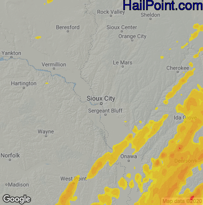 Hail Map for Sioux City, IA Region on April 12, 2022