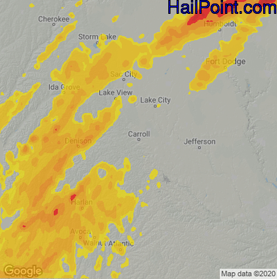 Hail Map for Carroll, IA Region on April 12, 2022 
