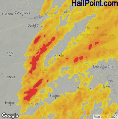 Hail Map for Lincoln, NE Region on April 12, 2022