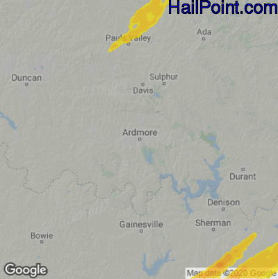 Hail Map for Ardmore, OK Region on April 13, 2022