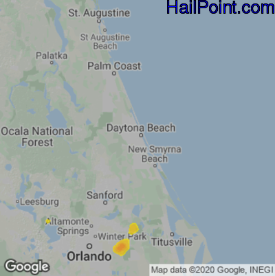 Hail Map for Daytona Beach, FL Region on April 15, 2022