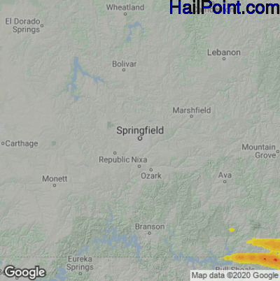 Hail Map for Springfield, MO Region on April 15, 2022