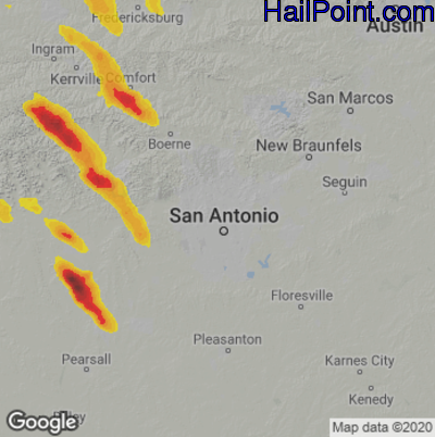 Hail Map for San Antonio, TX Region on April 17, 2022