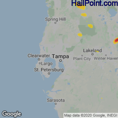 Hail Map for Tampa, FL Region on April 17, 2022