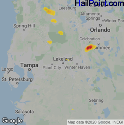 Hail Map for Lakeland, FL Region on April 17, 2022