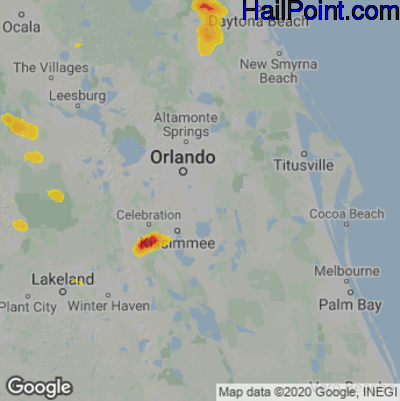 Hail Map for Orlando, FL Region on April 17, 2022