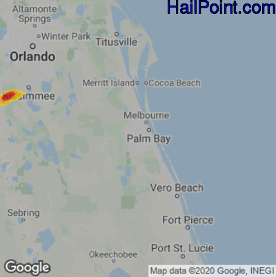 Hail Map for Palm Bay, FL Region on April 17, 2022