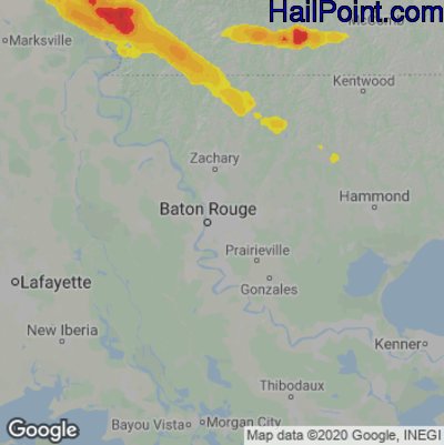 Hail Map for Baton Rouge, LA Region on April 18, 2022