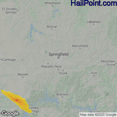 Hail Map for Springfield, MO Region on April 21, 2022